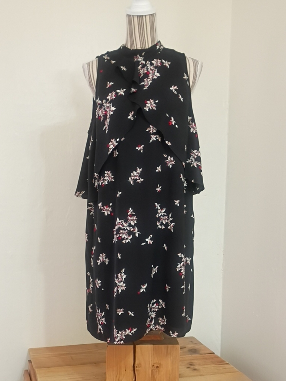 Apt 9 Black Floral Sleeveless Layered Midi Dress Size L